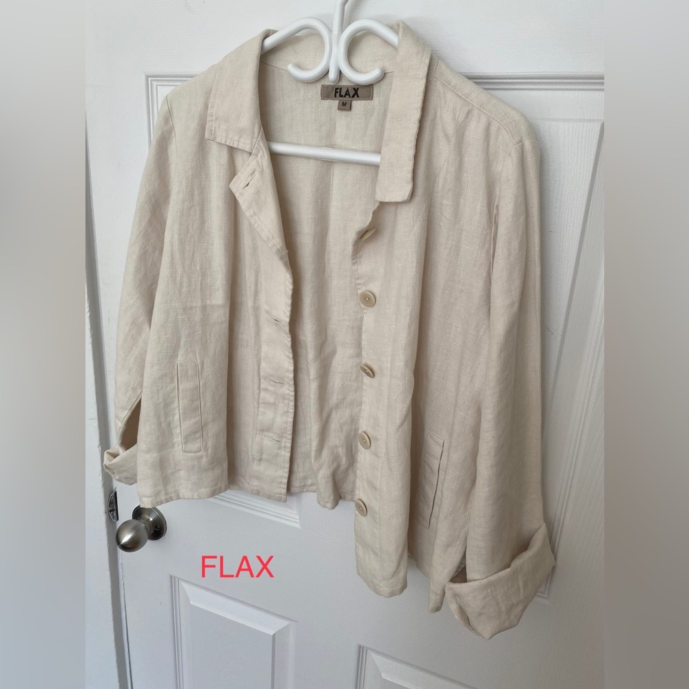 FLAX Linen Popover Jacket - M/L